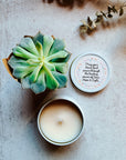 condolence gift - succulent and lavender vanilla candle