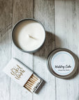 Wedding Cake soy candle with match box