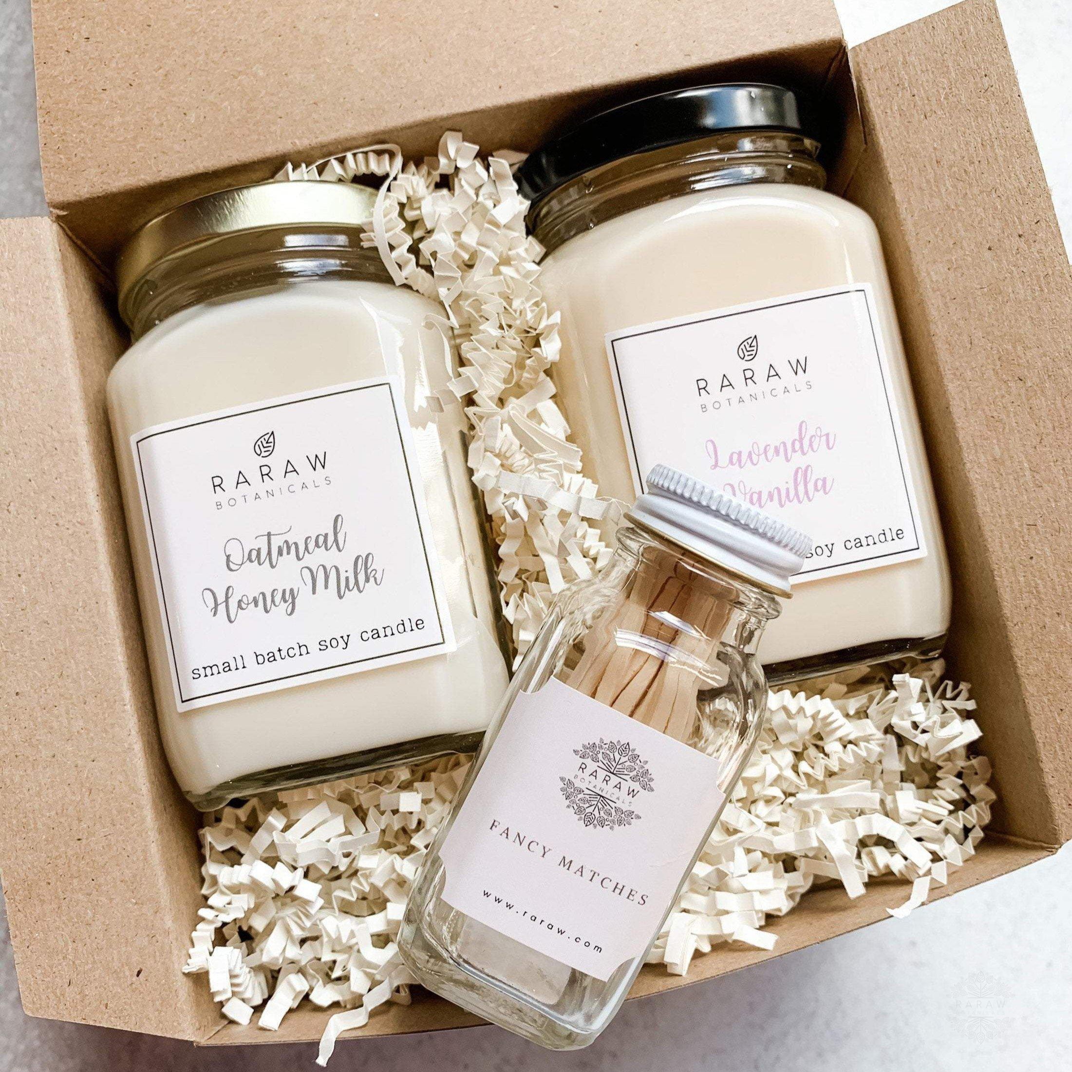 2 candle gift set - pure soy wax - oatmeal honey milk - lavender vanilla