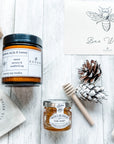 honey - wooden stir stick - herbal tea - pure soy candle
